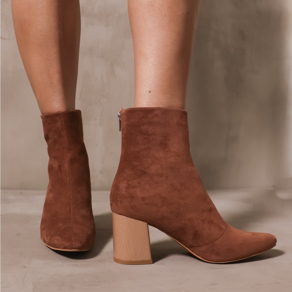 NWT Coffee Bootie w/ Wood Heel